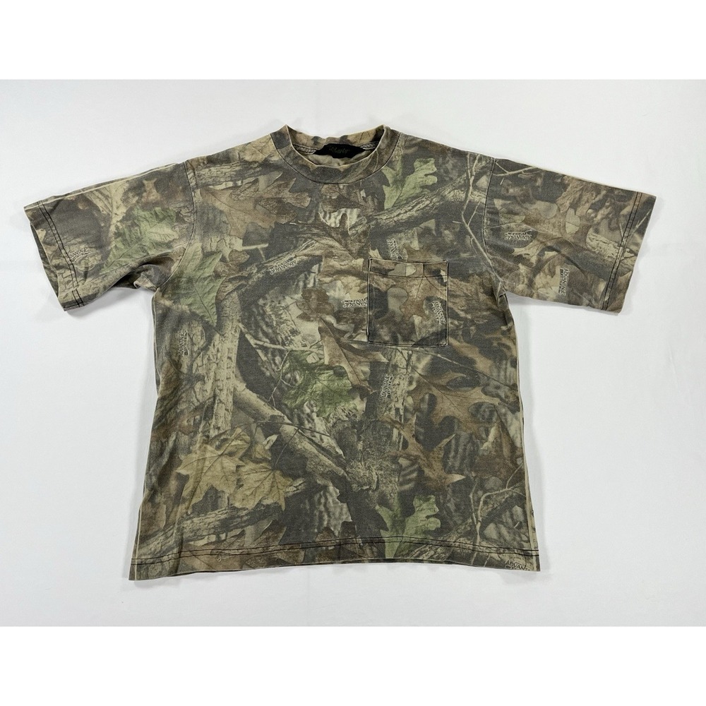 Vintage 90s Liberty Advantage Timber Camo T-Shirt Pocket Hunting Outdoor Men's M